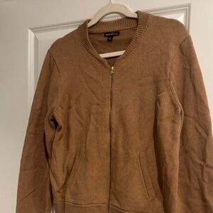 Brown Zip-Up Cardigan